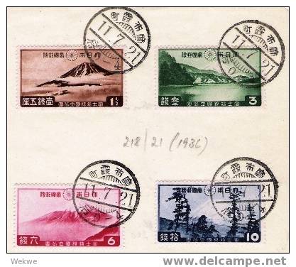 J309/ JAPAN -  Fuji Nationalpark Mit Spezial-Park-Stempel 11.7.21 (1936)Mi.Nr.218-21 O - Gebruikt