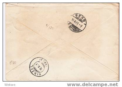 J201/ JAPAN -  Nice Cover, 5 Sen Definitives (Pair)1921, Switzerland (Bern, Vinzel)  Via America - Lettres & Documents