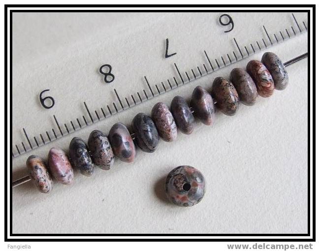 Lot De 20 Perles Rondelles En Véritable Jaspe Léopard Environ 3x6mm - Perles