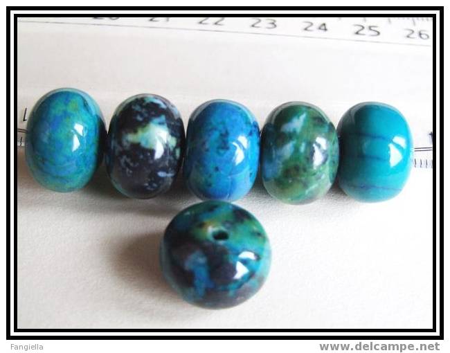 1 Perle Rondelle En Véritable Chrysocolle Environ 11x16mm - Perles