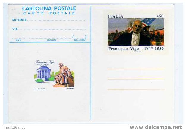 REPUBBLICA - 1986 - Cartolina Postale F. Vigo £.450 Emissione Congiunta Con USA Nuova, Perfetta - Interi Postali