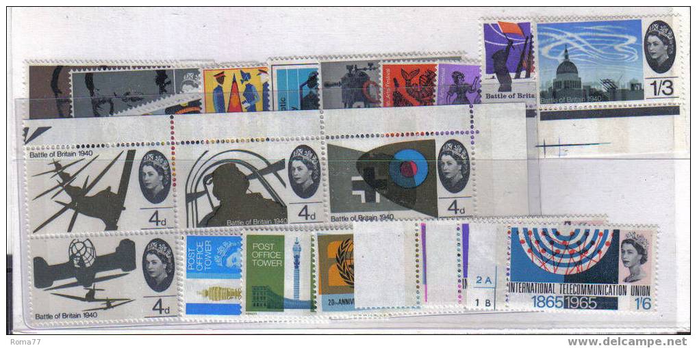 PA111 - GRAN BRETAGNA 1965 : Annata Completa Delle Emissioni Fosforo  *** - Unused Stamps