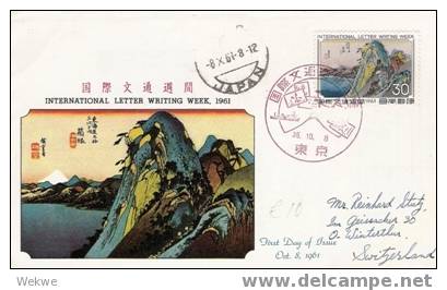 J545/ JAPAN -  FDC In Die Schweiz, Internat. Briefwoche 1961 - Briefe U. Dokumente