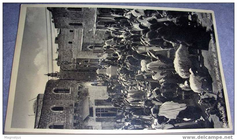 Bethlehem,Market Place,Market Day,Crowd,People,Cattle,vintage Postcard - Mercati