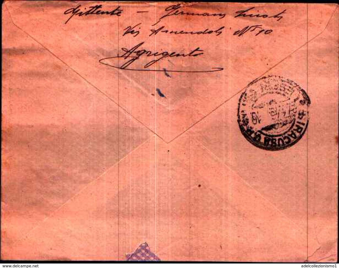263)lettera Con 8x50c. Imperiale Aerea Da Agrigento A Siracusa Il 24-4-1946 - Poststempel