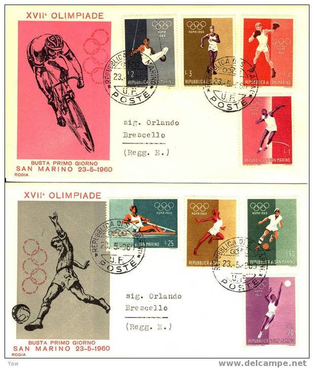 SAN MARINO FDC 1960 GIOCHI OLIMPICI DI ROMA. X 4 - Summer 1960: Rome