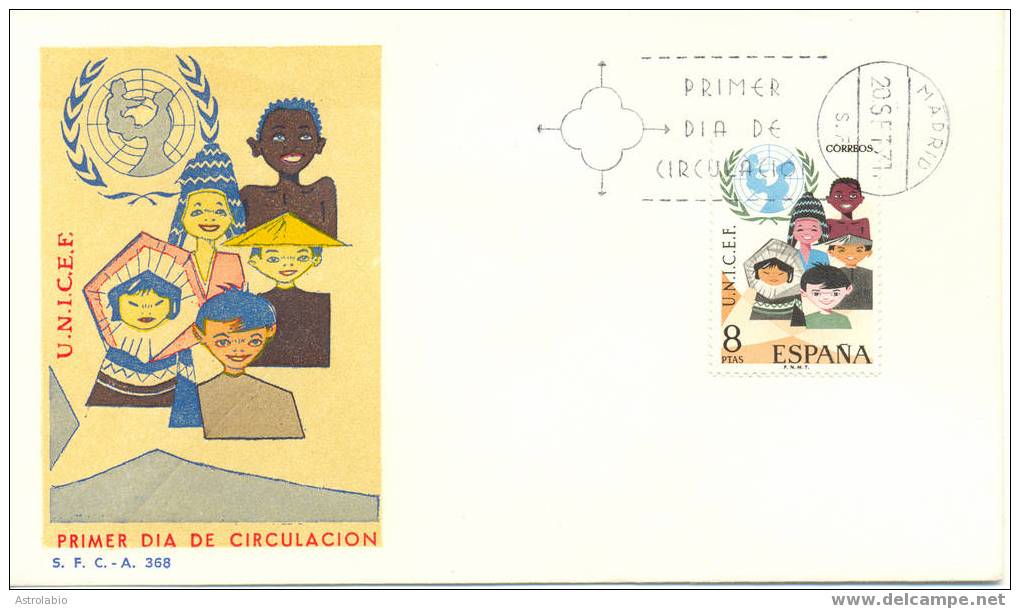Espagne FDC 1971 " 25 Anivº De L'U.N.I.C.E.F. Yvert 1707 - UNICEF