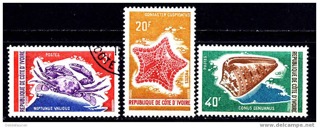 COTE  D´IVOIRE - Yvert - 312 - 314** - 316**  - Cote 5.65 € - Crustacés