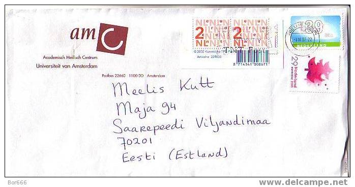 GOOD Postal Cover NETHERLANDS To ESTONIA 2007 - Good Stamped - Storia Postale