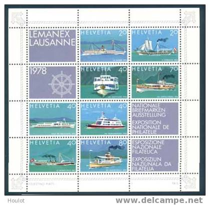 Schweiz Mi. N° 1120/27 ** Block 23 Nationale Briefmarkenausstellug LEMANEX 78 In Lausanne - Blokken