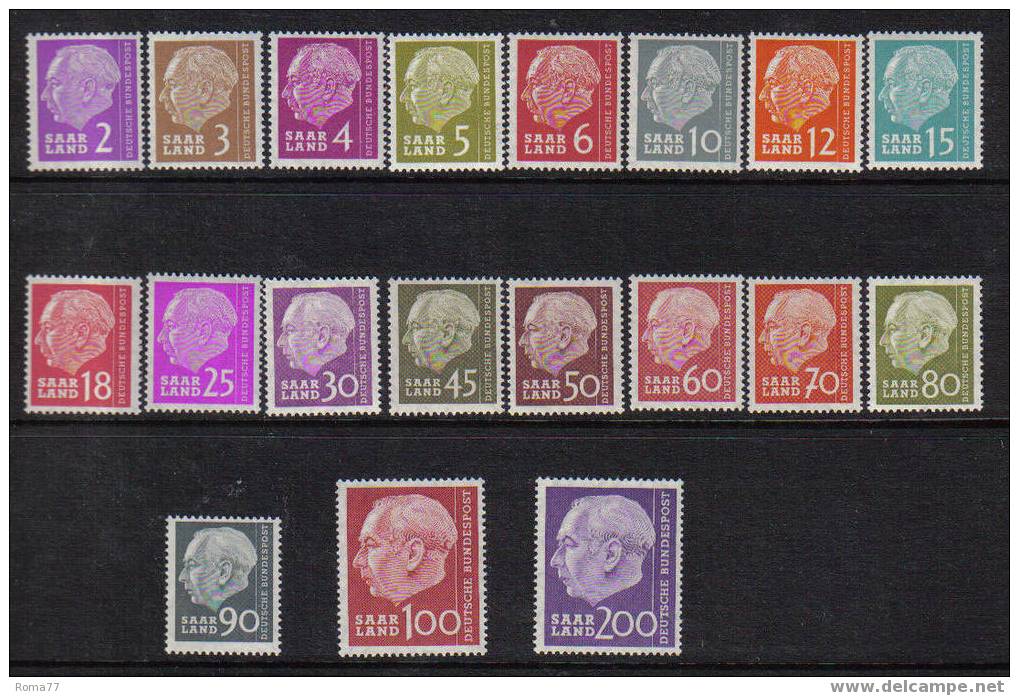 PB41 - SARRE , Heuss La Serie Ordinaria Del 1957 *** Manca Il Piccolo Valore - Unused Stamps