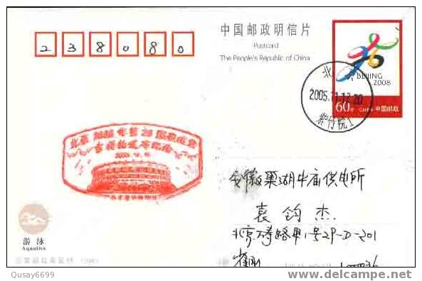 Beijing 2008 Olympic Games´ Postmark,release Of Mascots,aquatics - Summer 2008: Beijing