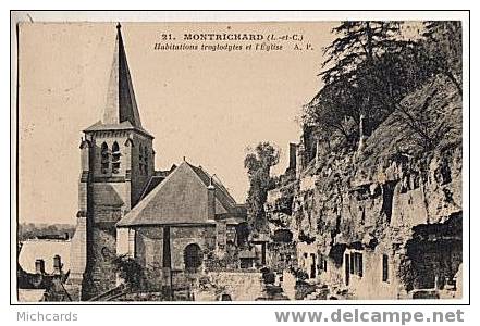 CPA 41 MONTRICHARD - Habitations Troglodytes Et L Eglise - Montrichard