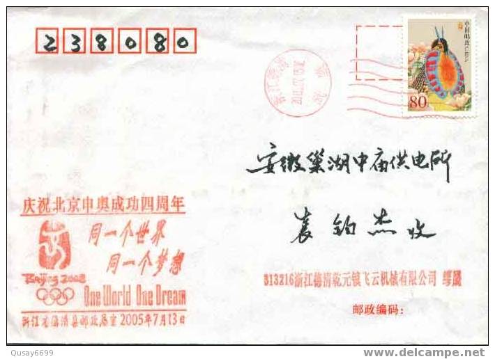 Beijing 2008 Olympic Games´ Postmark,The Forth Anniversary Of Beijing’s Successful Bidding For The 2008 Olympic Games - Zomer 2008: Peking