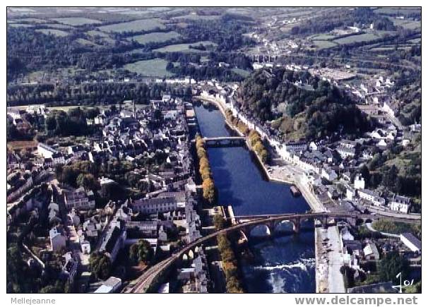 Cpsm Chateaulin (29) L' Aulne Et Ses 2 Ponts, Vue Aérienne - Châteaulin