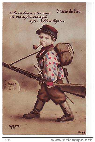 Militaria - Enfants - Patriotiques - Enfant Fumant Une Pipe - Guerre 1914-18 - Graine De Poilu - Illustrateur - Bon état - War 1914-18