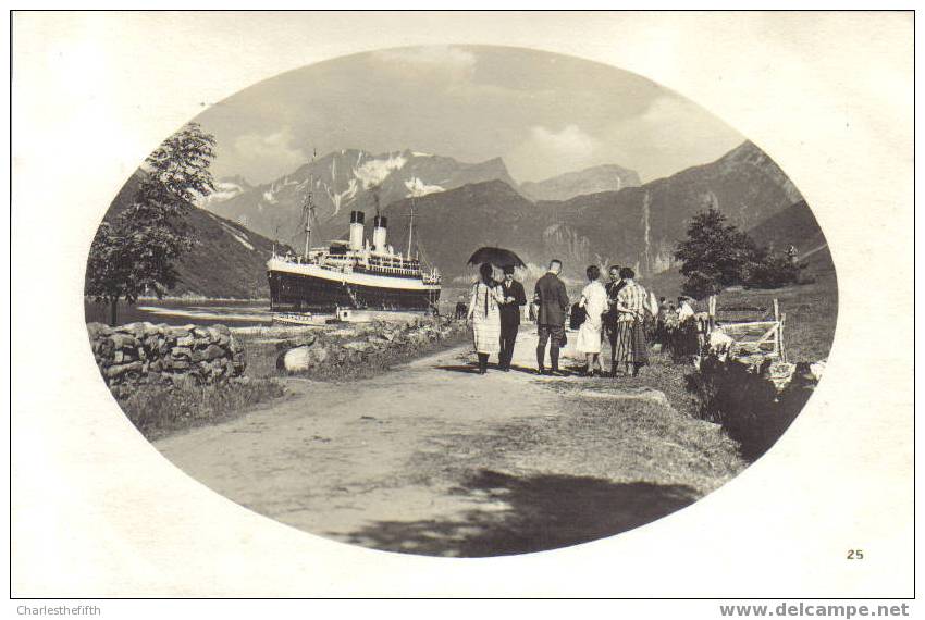 SUPERB OLD PHOTO CARD NORWAY " OIE  With STEAMER " -édit Carl Müller Hamburg !!! - Norvège