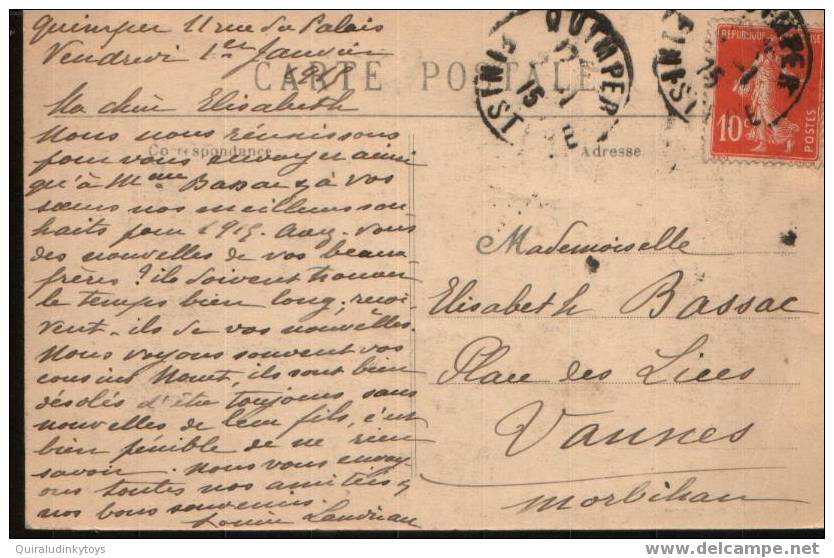 QUIMPER La Place Terre Au Duc Trés Belle Cpa Animée Ayant Voyagée En 1915 Col Villard Bel état Voir Scans - Islanda