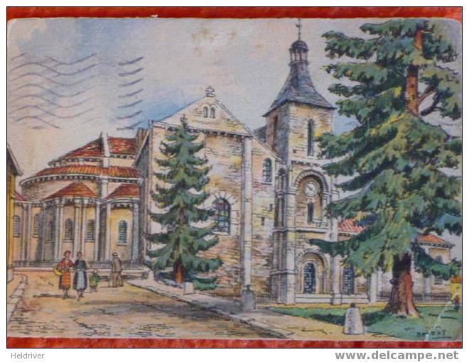 (115) Carte Illustrée Par Barday Eglise St Hilaire Le Grand  Poitiers  Vers Alger 8 F Bleu Vert Gandon 1950 - Barday