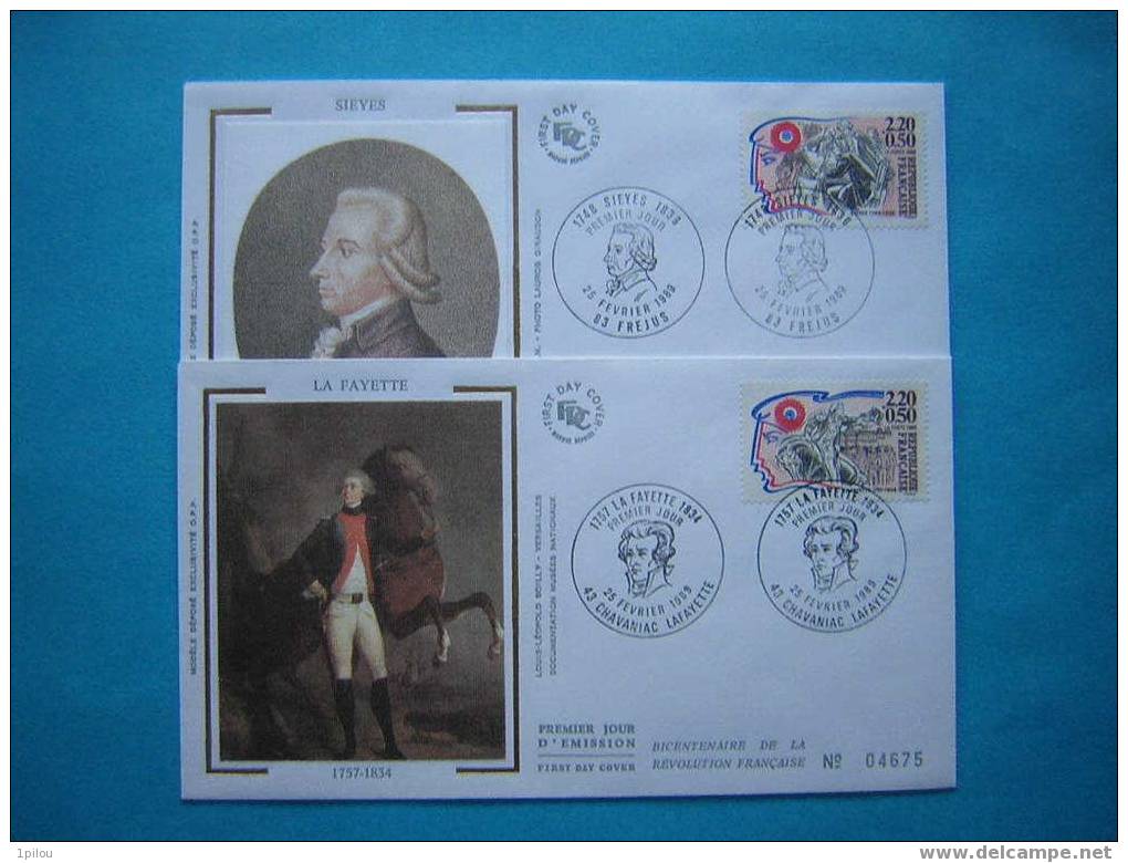 PERSONNAGES CELEBRES DE LA REVOLUTION. 6 Enveloppes 1er Jour Sur Soie. - French Revolution