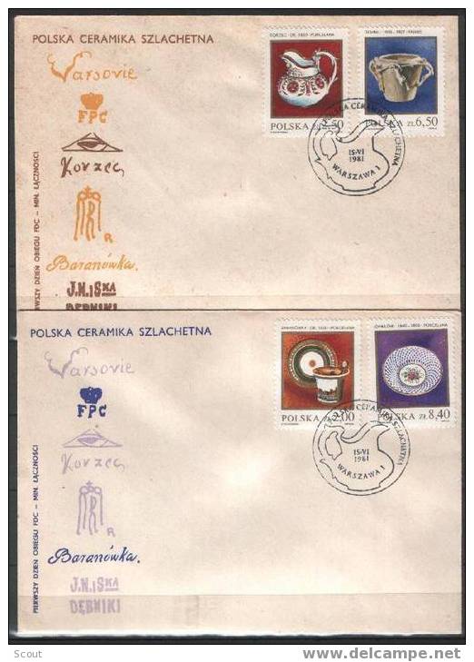 POLONIA - POLAND - POLOGNE - 1981 - PORCELAINES - YT 2556/2561 FDC - FDC