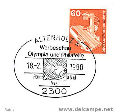 Allemagne : Obl. Temp. 1988 /lettre Tennis Raquette Balle Sport Préparation Seoul - Tennis