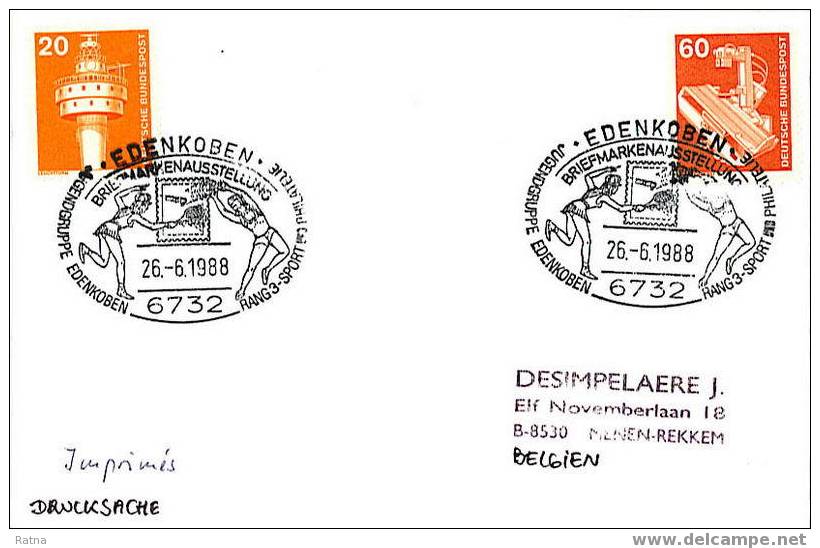 Allemagne : Obl. Temp. 1988 /lettre Tennis Raquette Balle Sport Joueur Femme Philatelie - Tennis