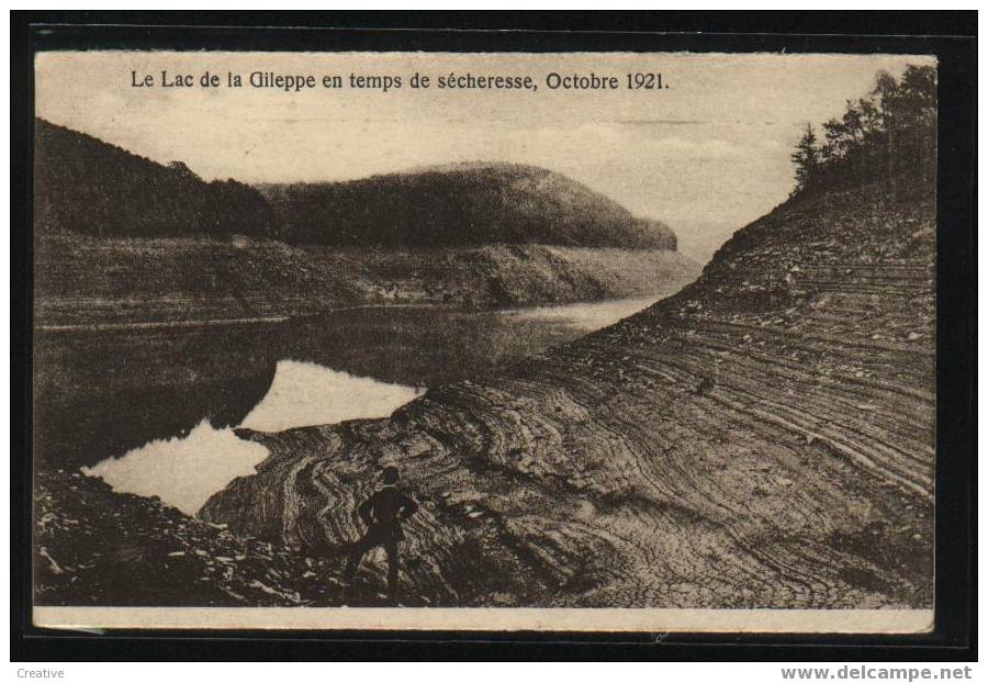 LE LAC DE LA GILEPPE EN TEMPS DE SÉCHERESSE OCTOBRE 1921*Obliterer 1923 - Gileppe (Stuwdam)