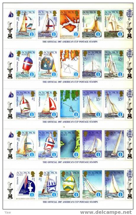 SOLOMON ISLANDS 1987  SHEET*** AMERICA'S CUP WINNER. YT 554/603 - Voile