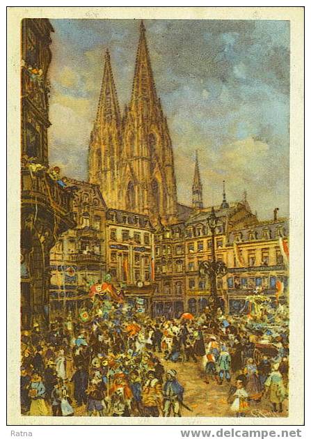 Allemagne : EP Entier 1939 Carnaval De Cologne Kolner Karnaval Eglise Fête Spectacle Rue Ville Monument - Carnival