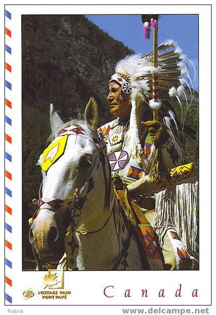Canada : EP Entier Indien Cri Alberta Cree Indian Cheval Textile Plume Coiffe Chef Feather Horse Bijou Broderie - Indiani D'America