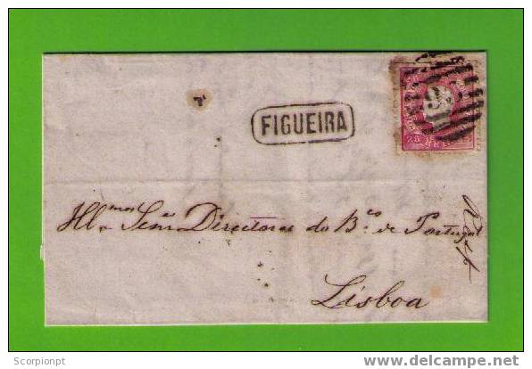 Sp124 PORTUGAL FIGUEIRA Nominative Cachet FIGUEIRA DA FOZ - T.25r. D.LOUIS LISBOA (16.08.1874) Classic Mailed Setúbal - Autres & Non Classés