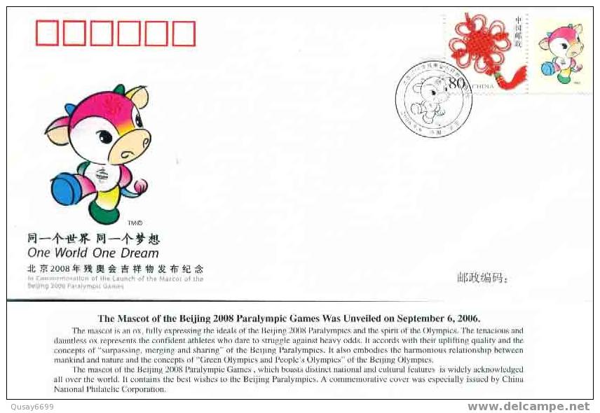 Beijing 2008 Olympic Games,The Mascot Of The Beijing 2008 Paralympic Games Was Unveiled On Sep. 6 - Summer 2008: Beijing