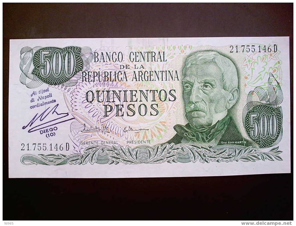 BANCONOTA ARGENTINA 500 PESOS  CON FIRMA DI DIEGO ARMANDO MARADONA !!!! - Argentine