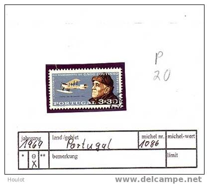 PORTUGAL  Mi.N° 1086;  1969, 100. Geburtstag Von Carlos Viegas Gago Coutinho.gestempelt Admiral Gago Coutinho (1869-195 - Used Stamps