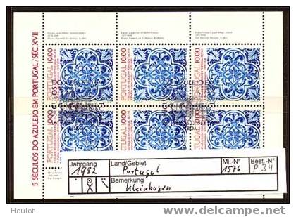 PORTUGAL  Mi.N° 1576 Kleinbogen Von 1982, 500 Jahre Azulejos In Portugal   Michelwert 6,00  €uro - Used Stamps