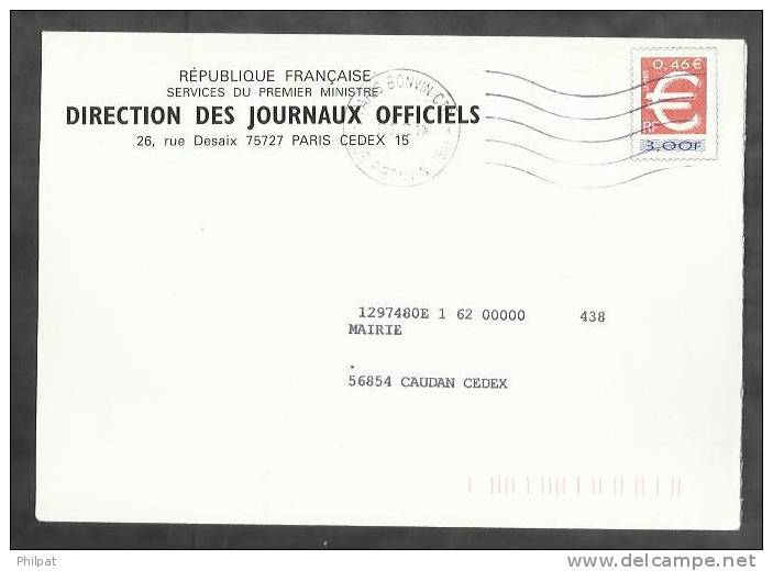 PAP PRET A POSTER TSC JOURNAUX OFFICIELS ENVELOPPE TYPE POCHETTE COTE SINAIS 10 EUROS - Prêts-à-poster:Stamped On Demand & Semi-official Overprinting (1995-...)