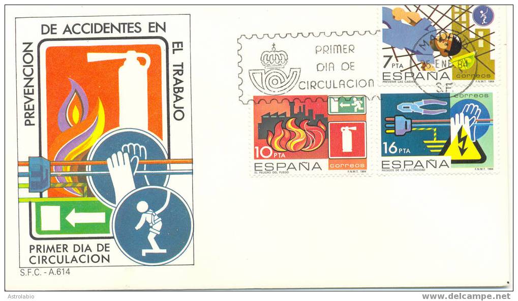 Espagne FDC 1984 " Prévention Des Accidents Du Travail " Yvert 2352/4 - Accidents & Road Safety