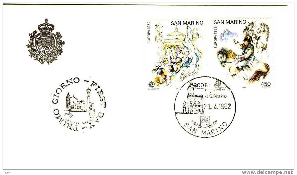 SAN MARINO FDC 1982 E U R O P A.  AVVENIMENTI STORICI - 1982