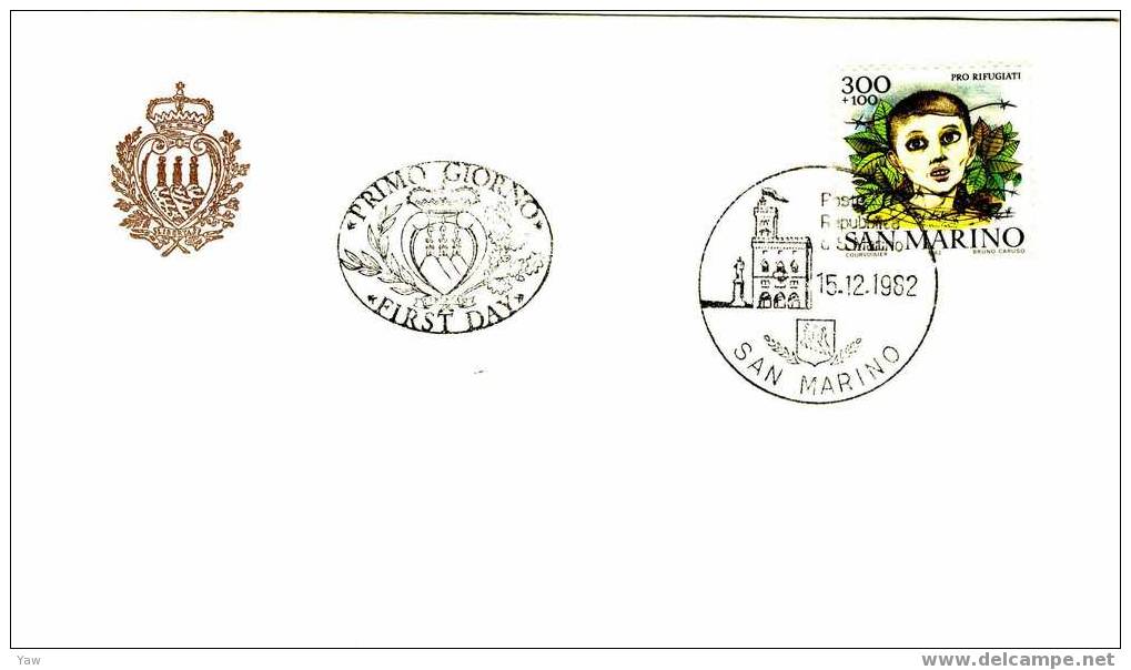 SAN MARINO  FDC 1982 PRO RIFUGIATI - Rifugiati