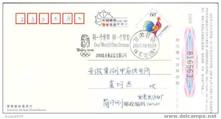Beijing 2008 Olympic Games´ Postmark, "one World One Dream´ - Verano 2008: Pékin