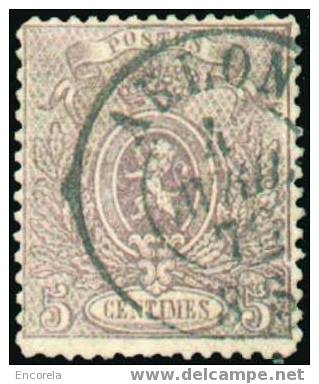 N°25 - Lion 5 Centimes Brun, Obl. Dc ARLON 4 Avril 1870 Centrale Et Nette.  TB - 2406 - 1866-1867 Petit Lion