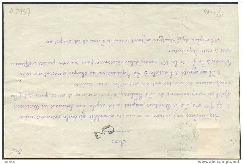 N°74-81 - Reçu Affranchi à 6 Centimes Obl. Sc St-Josse-ten-Noode (Rue Du Méridien) 31 Oct. 1910.  SUperbe - 2437 - 1905 Thick Beard