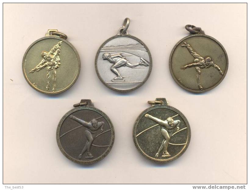 Médaille Sportive Uniface    -   Patinage   - Lot De 5 Différentes - Wintersport