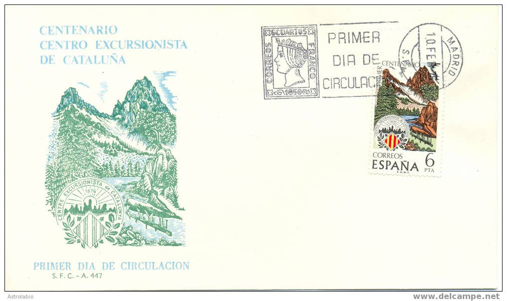 Espagne FDC 1976 " Centº Du Centre De Tourisme De Catalogne "  Yvert 1953 - Naturaleza