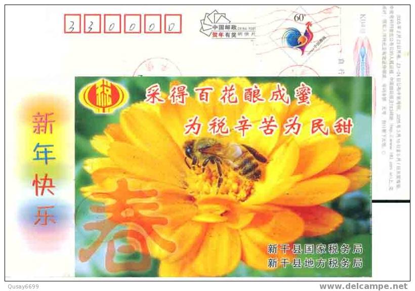 China,used Postal Stationery,bee,sun Flower - Honeybees