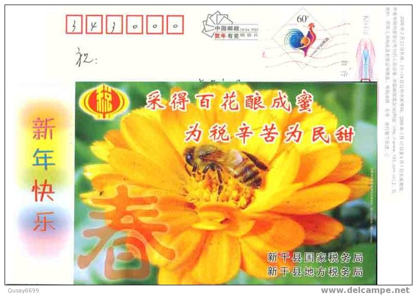 China,used Postal Stationery,bee,sun Flower - Honeybees