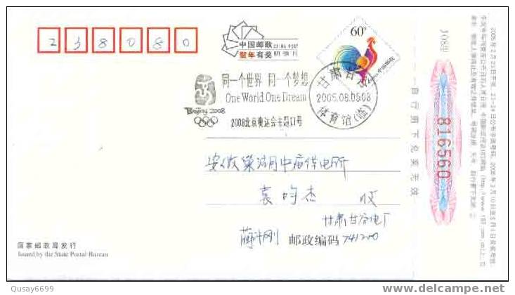 Beijing 2008 Olympic Games´ Postmark, "one World One Dream´ - Ete 2008: Pékin