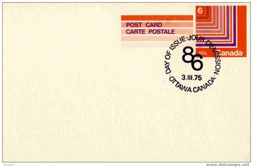 Entier Postal Sur Carte Postale Avec Oblit. PJ Ottawa 03/03/1975 - 1953-.... Règne D'Elizabeth II