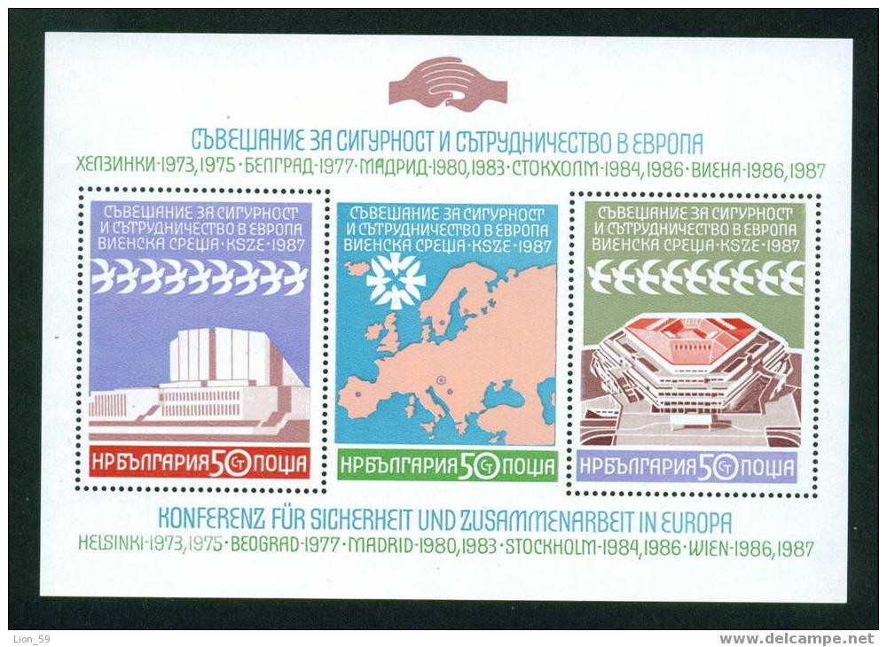 3648 Bulgaria 1987 KSZE European Security Conferences S/S **MNH / BUILDING - HELSINKI CONF. CENTER - Sonstige & Ohne Zuordnung